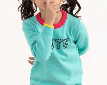 Toddler Girl Aqua Knit Sweater 224-611-023