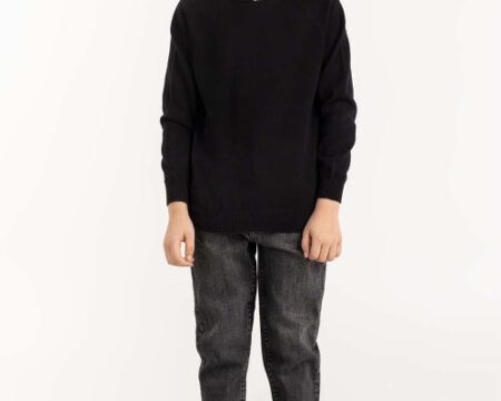Junior Boy Black Knit Sweater 224-311-007