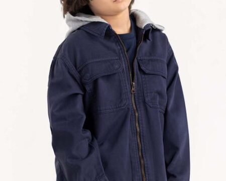 Junior Boy Blue Overshirt With Removable Hood 224-317-005