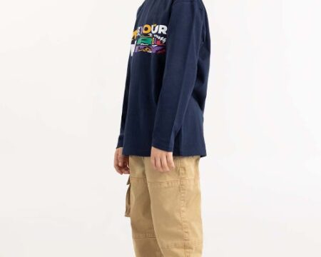 Junior Boy Blue Round Neck T-Shirt 224-313-022