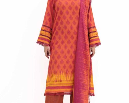 3 Piece Unstitched Printed Dhanak Suit DH-42007