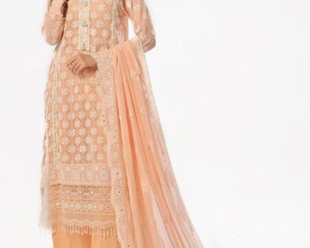 3 Piece Unstitched Embroidered Chiffon Suit with Embroidered Chiffon Dupatta LE-52024