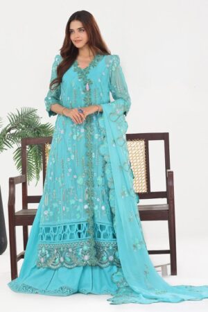 embroidered chiffon dupatta embroidered chiffon shirt front back on organza gulahmed le 52005 full close