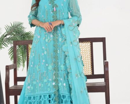 3 Piece Unstitched Embroidered Chiffon Suit with Embroidered Chiffon Dupatta LE-52005