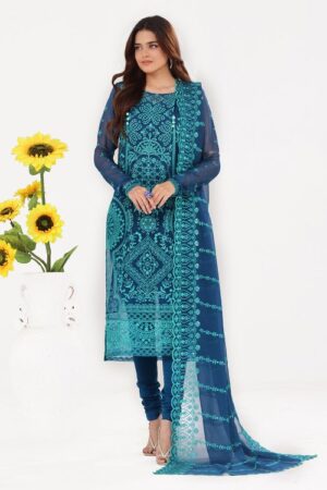 embroidered chiffon dupatta embroidered chiffon shirt front sleeves embroidered borders on organza dyed chiffon back dyed inner trouser gulahmed le 52004 full full