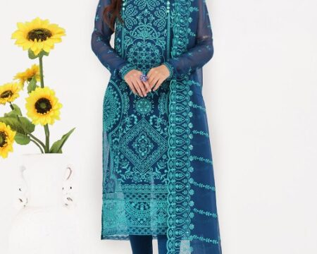 3 Piece Unstitched Embroidered Chiffon Suit with Embroidered Chiffon Dupatta LE-52004