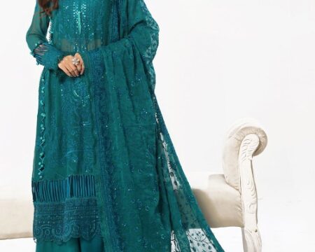 3 Piece Unstitched Embroidered Chiffon Suit with Embroidered Chiffon Dupatta LE-52017