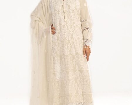 3 Piece Unstitched Embroidered Lawn Suit with Embroidered Chiffon Dupatta PM-52055