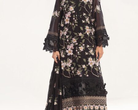 3 Piece Unstitched Embroidered Swiss Voile Suit with Embroidered Chiffon Dupatta LSV-52008