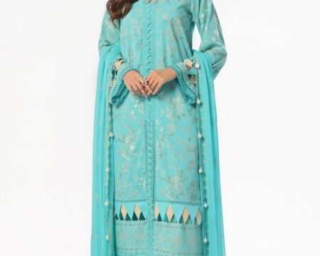 3 Piece Unstitched Embroidered Swiss Voile Suit with Embroidered Chiffon Dupatta LSV-52005