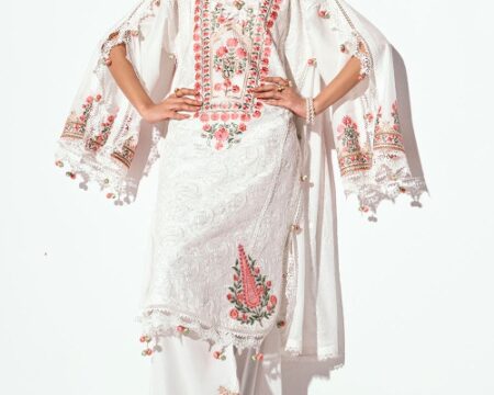 3 Piece Unstitched Embroidered Printed Denting Lawn Suit DN-52006