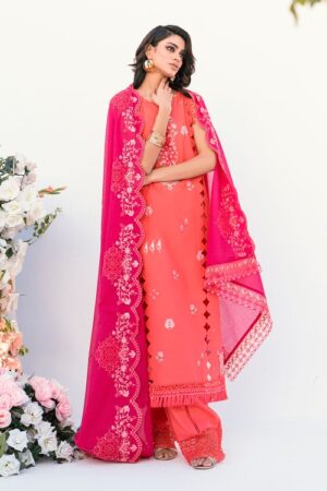 embroidered denting lawn shirt dupatta organza trouser gulahmed dn 52007 full