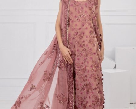 3 Piece Unstitched Embroidered Mehsuri Jacquard Suit with Embroidered Chiffon Dupatta FE-52031