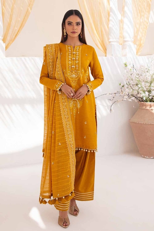 3 Piece Embroidered Jacquard Unstitched Suit with Jacquard Dupatta PRW-32063