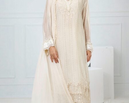 3 Piece Unstitched Embroidered Chiffon Suit with Embroidered Chiffon Dupatta FE-52074