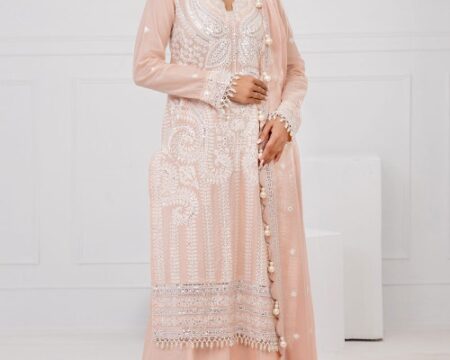 3 Piece Unstitched Embroidered Lawn Suit with Embroidered Chiffon Dupatta FE-52107