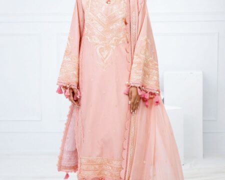3 Piece Unstitched Embroidered Lawn Suit with Embroidered Chiffon Dupatta FE-52120