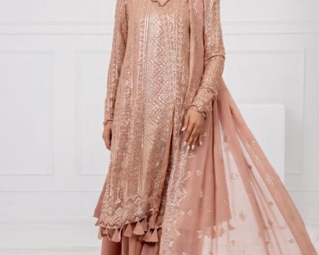 3 Piece Unstitched Embroidered Chiffon Suit with Embroidered Chiffon Dupatta FE-52132