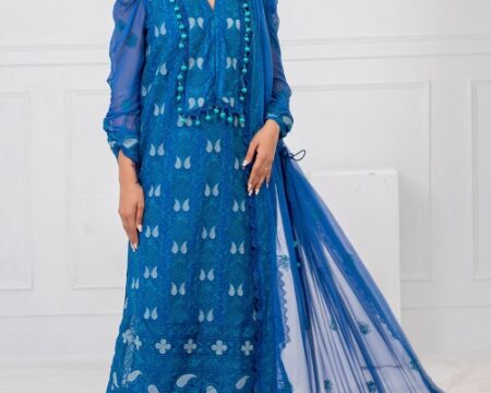 3 Piece Unstitched Embroidered Chiffon Suit with Embroidered Chiffon Dupatta FE-52143