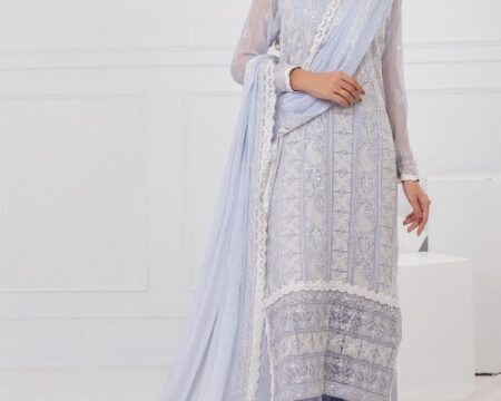 3 Piece Unstitched Embroidered Chiffon Suit with Embroidered Chiffon Dupatta FE-52149