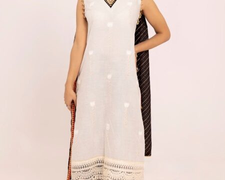 3 Piece Unstitched Embroidered Jacquard Suit with Gold Printed Lawn Dupatta MJ-42052
