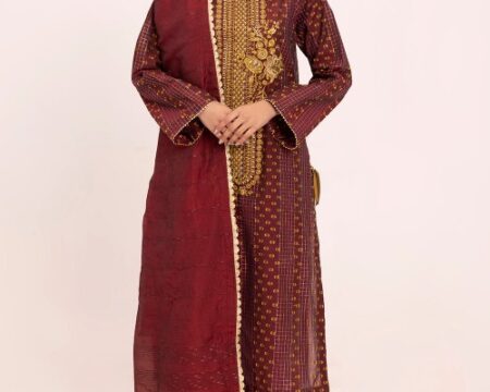 3 Piece Unstitched Embroidered Jacquard Suit MJ-42038