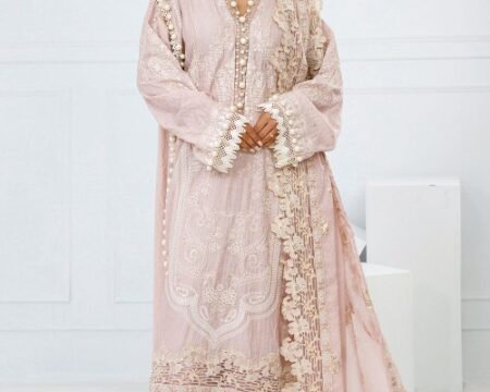 3 Piece Unstitched Embroidered Stripe Lurex Suit with Embroidered Jacquard Dupatta FE-52068