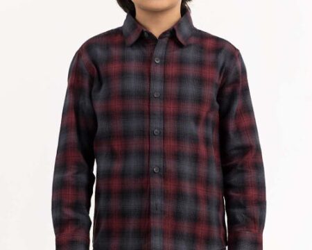 Junior Boy Red And Black Casual Shirt 224-317-015