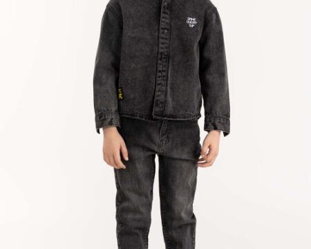 Junior Boy Charcoal Overshirt With Removable Hood 224-317-003
