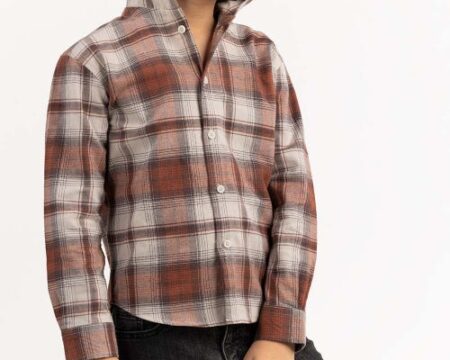 Junior Boy Rust And Beige Casual Shirt 224-317-007