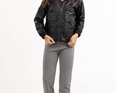 Junior Girl Black And White Trouser 224-420-005