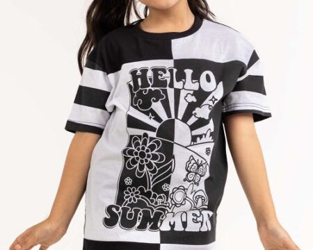 Junior Girl White And Black T-Shirt 231-413-017