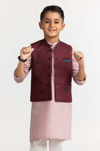maroon embroidered waist coat kwc pd23 009 4