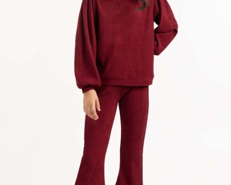 Girls Maroon Flared Trouser 224-413-044 B