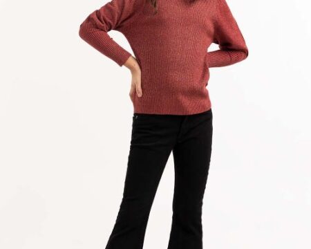 Junior Girl Maroon Knit Sweater 224-411-033