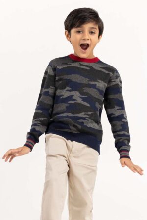 multi knit sweater with a round neck 224 311 025 1