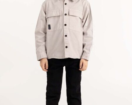 Junior Boy Grey Overshirt With Removable Hood 224-317-004