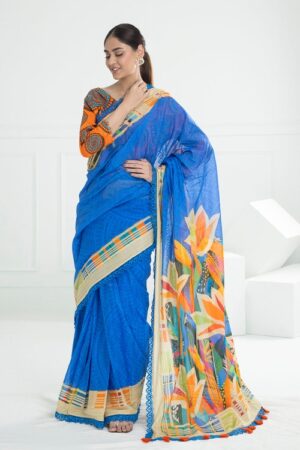 printed denting lawn saree printed lawn blouse dyed petticoat gulahmed full