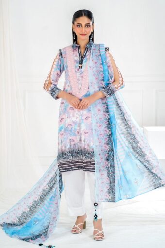 printed lawn shirt dupatta dyed trouser sd 52088 front