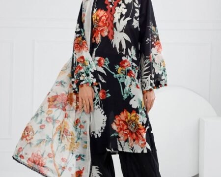 3 Piece Unstitched Printed Lawn Suit with Paper Cotton Dupatta PC-52003