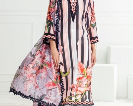 3 Piece Unstitched Printed Lawn Suit with Paper Cotton Dupatta PC-52004