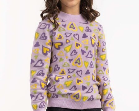 Junior Girl Purple Jacquard Sweater 224-411-006