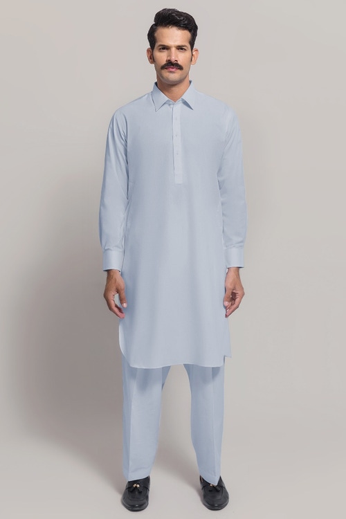Sky Blue Unstitched Fabric GUL RUBIA LAWN