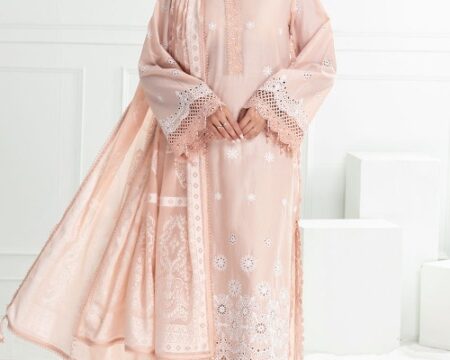 3 Piece Unstitched Schfilli Embroidered Lawn Suit with Burnout Silk Dupatta SP-52047