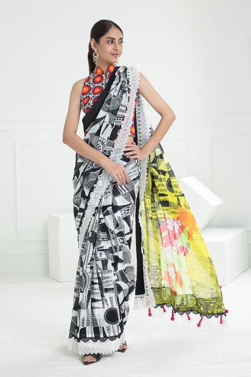 3 Piece Unstitched Denting Lawn Saree SR-52010