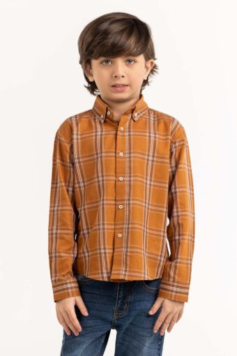 toddler boy brown checkered casual shirt tb cs ss23 011 3