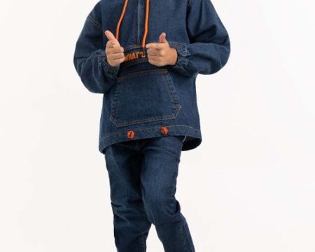 Toddler Boy Dark Blue Denim Jacket With Hood 224-310-051