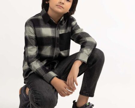 Toddler Boy Green And Black Casual Shirt 224-317-006