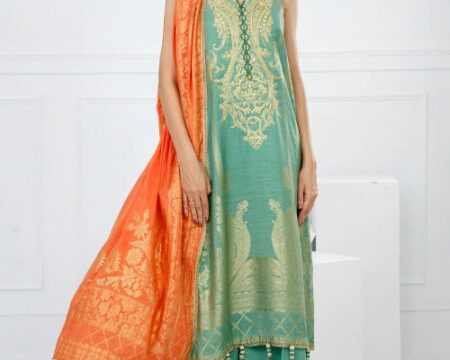 3 Piece Unstitched Embroidered Yarn Dyed Jacquard Suit with Yarn Dyed Jacquard Dupatta FE-52127