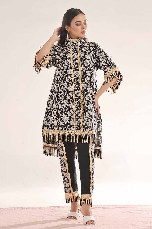 Unstitched Gold Printed Lawn Shirt SL-42036 A